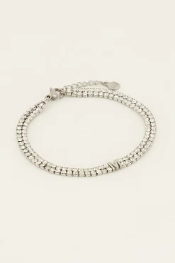 Dubbele Strass Armband Met Initial