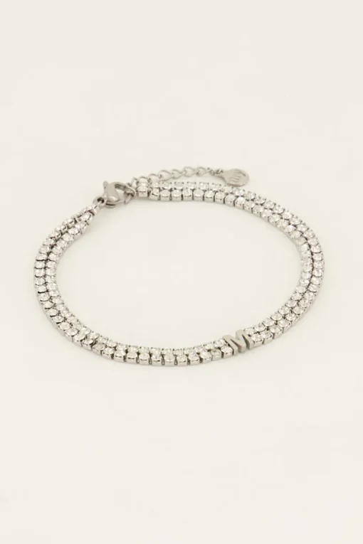 Dubbele Strass Armband Met Initial