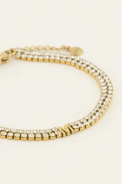 Dubbele Strass Armband Met Initial