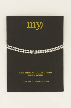 Dubbele Strass Armband Met Initial