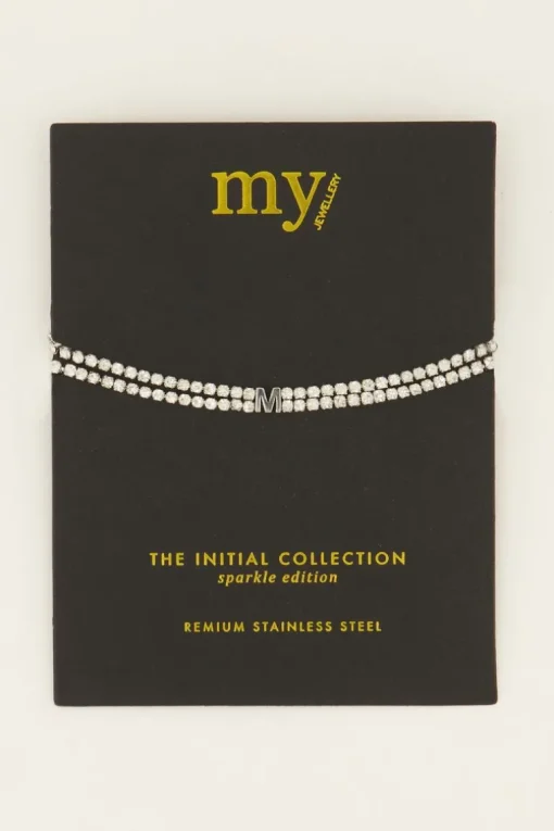 Dubbele Strass Armband Met Initial