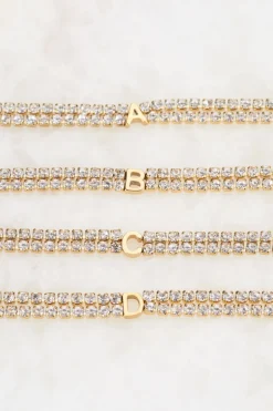 Dubbele Strass Armband Met Initial