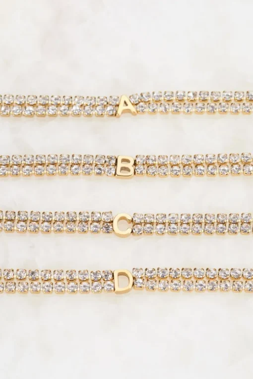 Dubbele Strass Armband Met Initial
