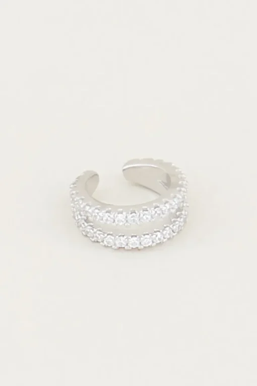 Ear Cuff Dubbele Ring Strass