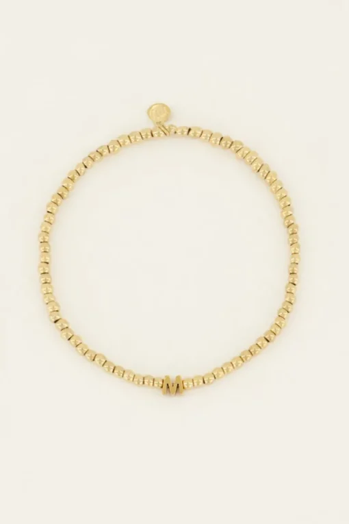 Elastische Armband Van Bolletjes Met Initial