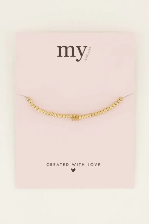 Elastische Armband Van Bolletjes Met Initial