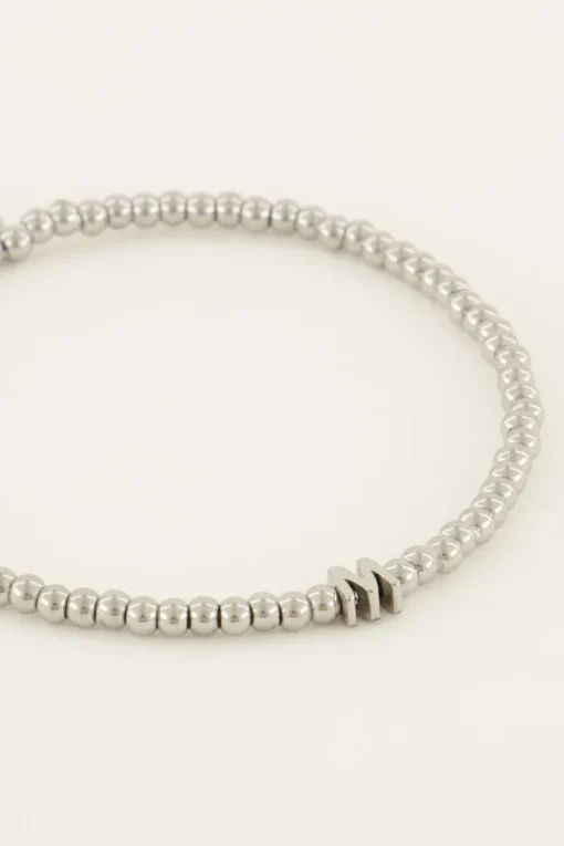 Elastische Armband Van Bolletjes Met Initial