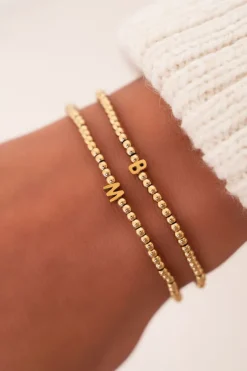 Elastische Armband Van Bolletjes Met Initial