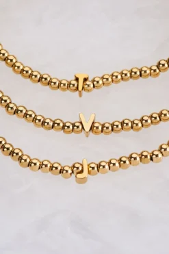 Elastische Armband Van Bolletjes Met Initial