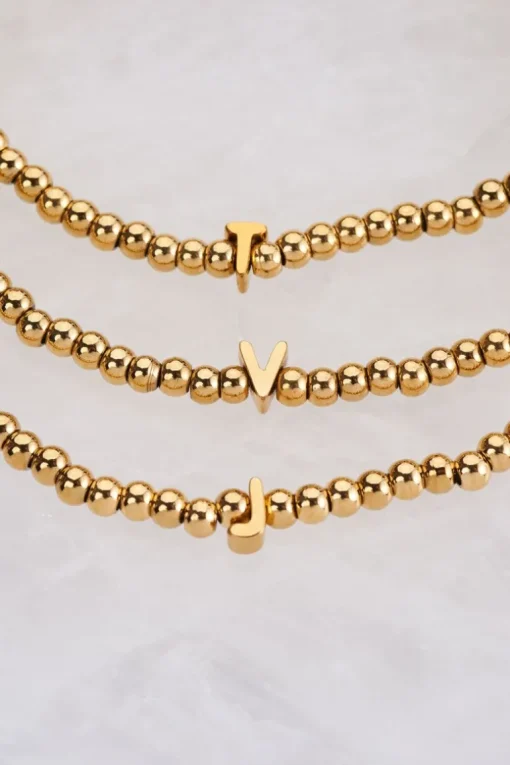 Elastische Armband Van Bolletjes Met Initial