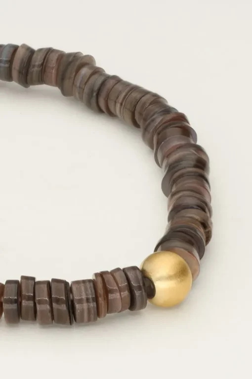 Equal Armband Met Zwarte Platte Kralen