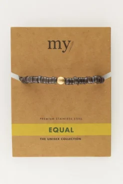 Equal Armband Met Zwarte Platte Kralen