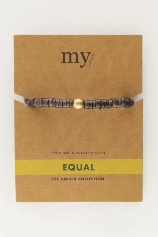 Equal Armband Met Zwarte Platte Kralen
