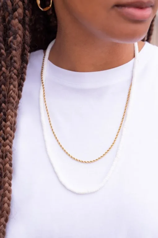 Equal Ketting Met Witte Platte Kralen
