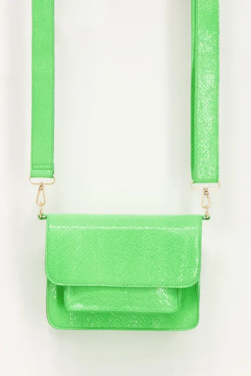 Felgroene Schoudertas Met Croco Design