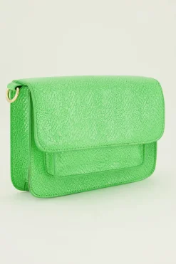 Felgroene Schoudertas Met Croco Design