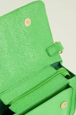 Felgroene Schoudertas Met Croco Design
