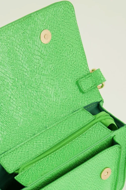 Felgroene Schoudertas Met Croco Design