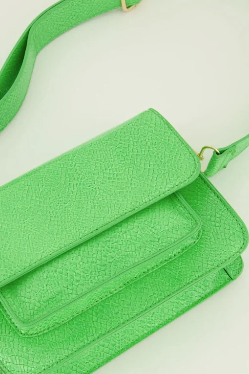 Felgroene Schoudertas Met Croco Design