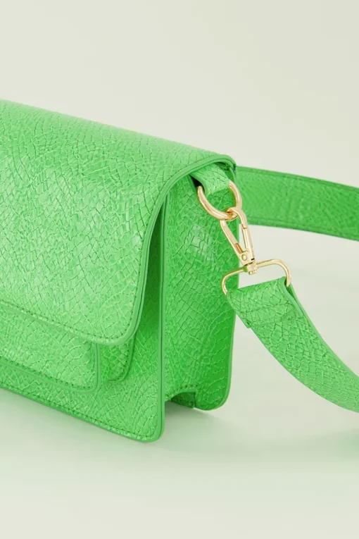 Felgroene Schoudertas Met Croco Design