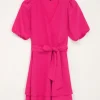 Fuchsia Jurk Met Laagjes & Pofmouw