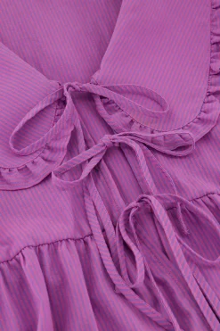 Gestreepte Paarse Blouse Met Strikjes
