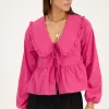 Gestreepte Roze Blouse Met Strikjes