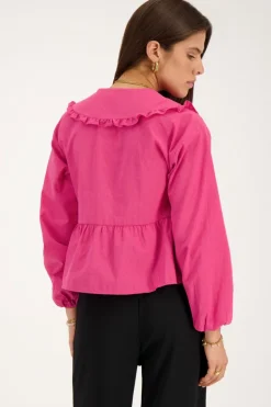 Gestreepte Roze Blouse Met Strikjes