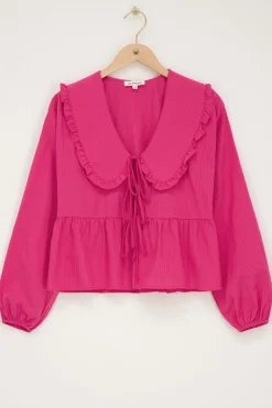 Gestreepte Roze Blouse Met Strikjes