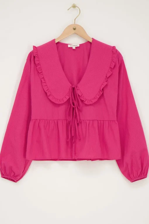 Gestreepte Roze Blouse Met Strikjes