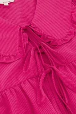 Gestreepte Roze Blouse Met Strikjes