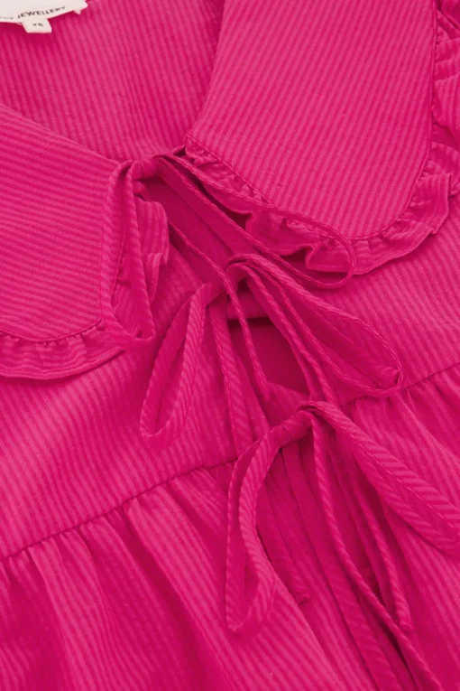 Gestreepte Roze Blouse Met Strikjes