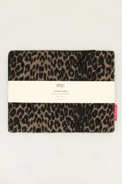 Gewatteerde Laptop Hoes Met Panterprint