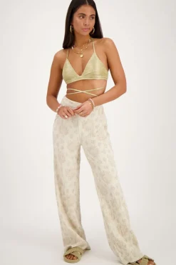Gouden Bikini Top Triangel Met Dubbele Bandjes