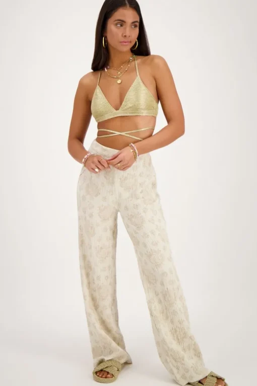 Gouden Bikini Top Triangel Met Dubbele Bandjes