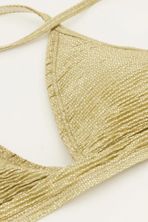 Gouden Bikini Top Triangel Met Dubbele Bandjes