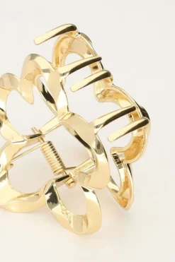 Gouden Bloem Haarclip Gedraaid