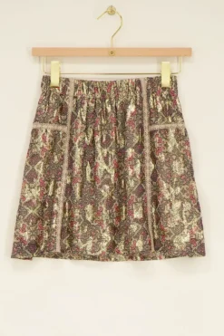 Gouden Jacquard Rokje Met Multikleur Print