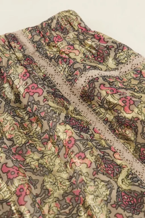 Gouden Jacquard Rokje Met Multikleur Print