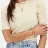Gouden Lurex Top Met Korte Mouwen