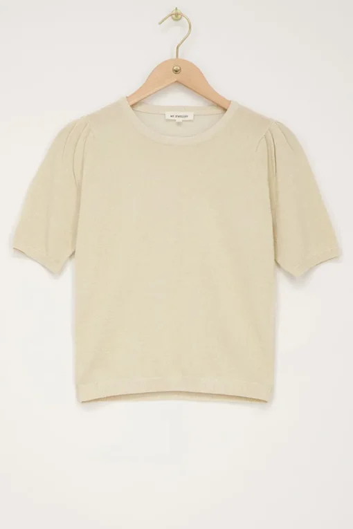 Gouden Lurex Top Met Korte Mouwen