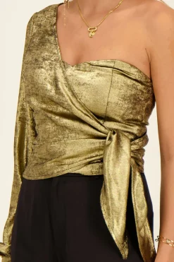 Gouden One-shoulder Corset Top