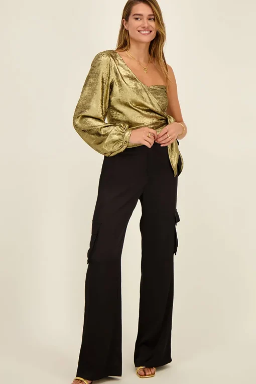 Gouden One-shoulder Corset Top