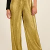 Gouden Plissé Wide Leg Broek