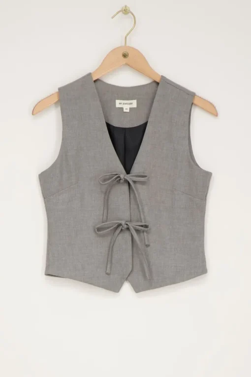 Grijs Gilet Met Strikjes