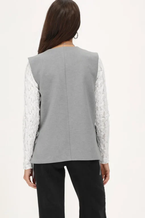 Grijs Gilet Met Strikjes Aan De Zijkant