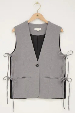 Grijs Gilet Met Strikjes Aan De Zijkant