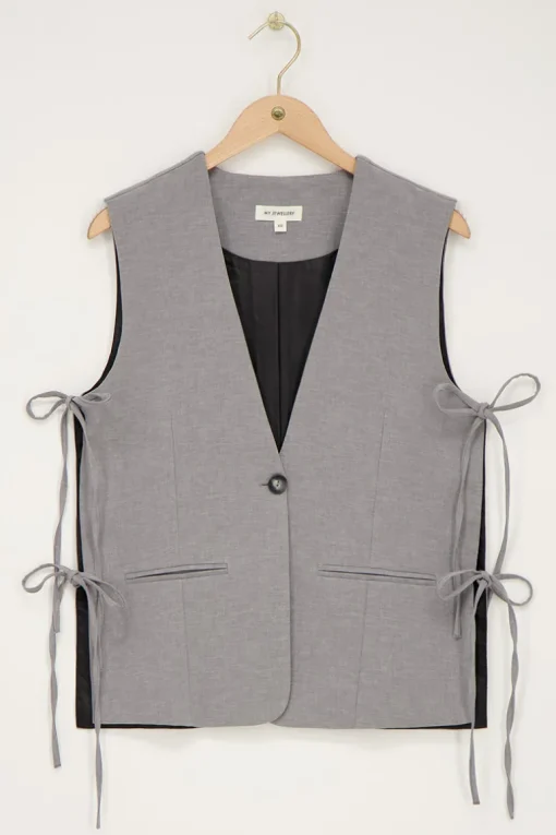 Grijs Gilet Met Strikjes Aan De Zijkant