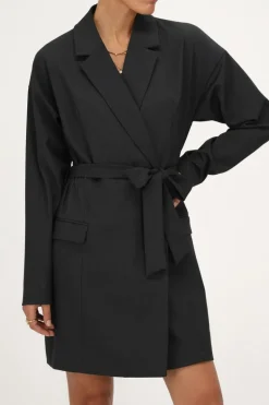 Grijze Blazer Jurk Met Reverskraag