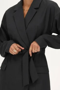 Grijze Blazer Jurk Met Reverskraag